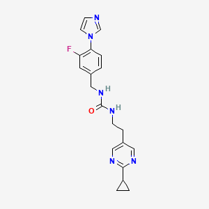 1-[2-(2-Cyclopropylpyrimidin-5-yl)ethyl]-3-[(3-fluoro-4-imidazol-1-ylphenyl)methyl]urea