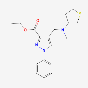 molecular formula C18H23N3O2S B7157489 Ethyl 4-[[methyl(thiolan-3-yl)amino]methyl]-1-phenylpyrazole-3-carboxylate 