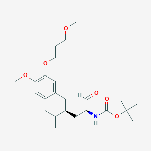 molecular formula C24H39NO6 B071585 tert-Butyl ((2S,4S)-4-(4-methoxy-3-(3-methoxypropoxy)benzyl)-5-methyl-1-oxohexan-2-yl)carbamate CAS No. 172900-83-3