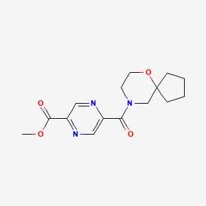 molecular formula C15H19N3O4 B7158517 Methyl 5-(6-oxa-9-azaspiro[4.5]decane-9-carbonyl)pyrazine-2-carboxylate 