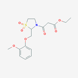 3-Thiazolidinepropanoic acid, 2-((2-methoxyphenoxy)methyl)-beta-oxo-, ethyl ester, 1,1-dioxide