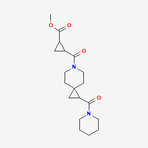 molecular formula C19H28N2O4 B7159043 Methyl 2-[2-(piperidine-1-carbonyl)-6-azaspiro[2.5]octane-6-carbonyl]cyclopropane-1-carboxylate 