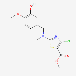 molecular formula C14H15ClN2O4S B7159112 Methyl 4-chloro-2-[(3-hydroxy-4-methoxyphenyl)methyl-methylamino]-1,3-thiazole-5-carboxylate 