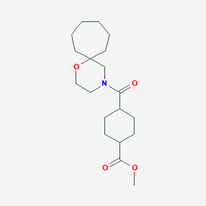 molecular formula C19H31NO4 B7160485 Methyl 4-(1-oxa-4-azaspiro[5.6]dodecane-4-carbonyl)cyclohexane-1-carboxylate 