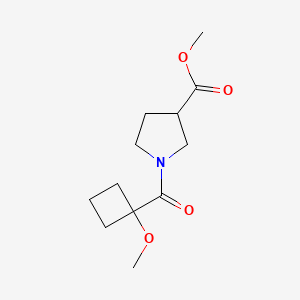 molecular formula C12H19NO4 B7165704 Methyl 1-(1-methoxycyclobutanecarbonyl)pyrrolidine-3-carboxylate 