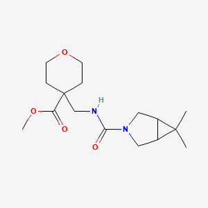 molecular formula C16H26N2O4 B7165850 Methyl 4-[[(6,6-dimethyl-3-azabicyclo[3.1.0]hexane-3-carbonyl)amino]methyl]oxane-4-carboxylate 