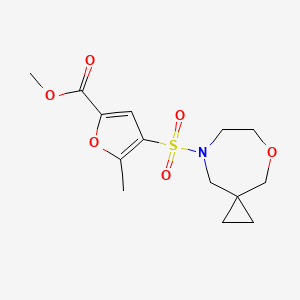 molecular formula C14H19NO6S B7166383 Methyl 5-methyl-4-(5-oxa-8-azaspiro[2.6]nonan-8-ylsulfonyl)furan-2-carboxylate 