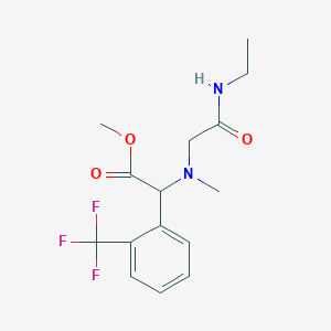 molecular formula C15H19F3N2O3 B7166861 Methyl 2-[[2-(ethylamino)-2-oxoethyl]-methylamino]-2-[2-(trifluoromethyl)phenyl]acetate 