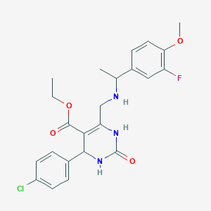 molecular formula C23H25ClFN3O4 B7168137 ethyl 4-(4-chlorophenyl)-6-[[1-(3-fluoro-4-methoxyphenyl)ethylamino]methyl]-2-oxo-3,4-dihydro-1H-pyrimidine-5-carboxylate 