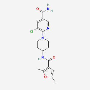 5-Chloro-6-[4-[(2,5-dimethylfuran-3-carbonyl)amino]piperidin-1-yl]pyridine-3-carboxamide