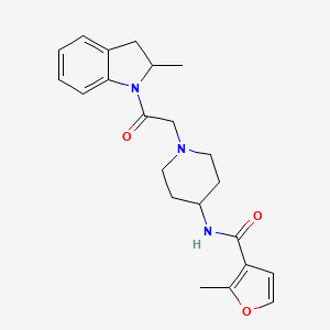 2-methyl-N-[1-[2-(2-methyl-2,3-dihydroindol-1-yl)-2-oxoethyl]piperidin-4-yl]furan-3-carboxamide