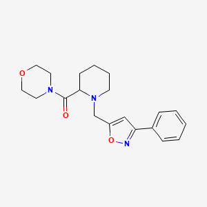 Morpholin-4-yl-[1-[(3-phenyl-1,2-oxazol-5-yl)methyl]piperidin-2-yl]methanone