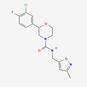 2-(3-chloro-4-fluorophenyl)-N-[(3-methyl-1,2-oxazol-5-yl)methyl]morpholine-4-carboxamide