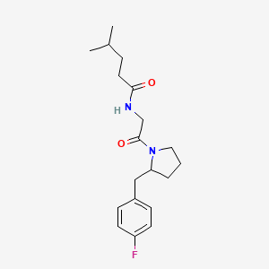 N-[2-[2-[(4-fluorophenyl)methyl]pyrrolidin-1-yl]-2-oxoethyl]-4-methylpentanamide