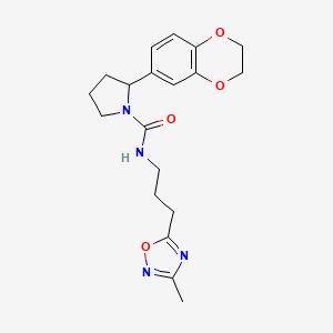 2-(2,3-dihydro-1,4-benzodioxin-6-yl)-N-[3-(3-methyl-1,2,4-oxadiazol-5-yl)propyl]pyrrolidine-1-carboxamide