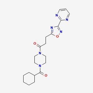 1-[4-(Cyclohexanecarbonyl)piperazin-1-yl]-3-(3-pyrimidin-2-yl-1,2,4-oxadiazol-5-yl)propan-1-one