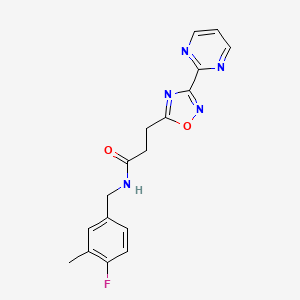 N-[(4-fluoro-3-methylphenyl)methyl]-3-(3-pyrimidin-2-yl-1,2,4-oxadiazol-5-yl)propanamide