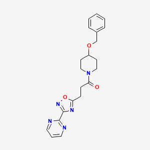 1-(4-Phenylmethoxypiperidin-1-yl)-3-(3-pyrimidin-2-yl-1,2,4-oxadiazol-5-yl)propan-1-one