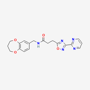 N-(3,4-dihydro-2H-1,5-benzodioxepin-7-ylmethyl)-3-(3-pyrimidin-2-yl-1,2,4-oxadiazol-5-yl)propanamide