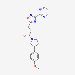 1-[3-(4-Methoxyphenyl)pyrrolidin-1-yl]-3-(3-pyrimidin-2-yl-1,2,4-oxadiazol-5-yl)propan-1-one