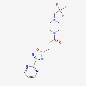 3-(3-Pyrimidin-2-yl-1,2,4-oxadiazol-5-yl)-1-[4-(2,2,2-trifluoroethyl)piperazin-1-yl]propan-1-one