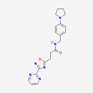 3-(3-pyrimidin-2-yl-1,2,4-oxadiazol-5-yl)-N-[(4-pyrrolidin-1-ylphenyl)methyl]propanamide