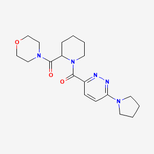 molecular formula C19H27N5O3 B7169632 Morpholin-4-yl-[1-(6-pyrrolidin-1-ylpyridazine-3-carbonyl)piperidin-2-yl]methanone 