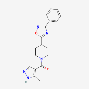 (5-methyl-1H-pyrazol-4-yl)-[4-(3-phenyl-1,2,4-oxadiazol-5-yl)piperidin-1-yl]methanone