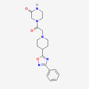 4-[2-[4-(3-Phenyl-1,2,4-oxadiazol-5-yl)piperidin-1-yl]acetyl]piperazin-2-one