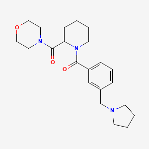 molecular formula C22H31N3O3 B7171244 Morpholin-4-yl-[1-[3-(pyrrolidin-1-ylmethyl)benzoyl]piperidin-2-yl]methanone 