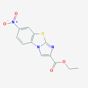 molecular formula C12H9N3O4S B071732 7-Nitroimidazo[2,1-b]benzothiazole-2-carboxylic acid ethyl ester CAS No. 181486-58-8