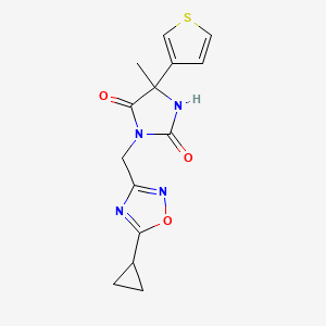 3-[(5-Cyclopropyl-1,2,4-oxadiazol-3-yl)methyl]-5-methyl-5-thiophen-3-ylimidazolidine-2,4-dione