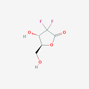molecular formula C5H6F2O4 B071735 (4S,5S)-3,3-二氟-4-羟基-5-(羟甲基)二氢呋喃-2(3H)-酮 CAS No. 166275-25-8