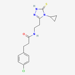 3-(4-chlorophenyl)-N-[2-(4-cyclopropyl-5-sulfanylidene-1H-1,2,4-triazol-3-yl)ethyl]propanamide