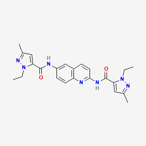 2-ethyl-N-[2-[(2-ethyl-5-methylpyrazole-3-carbonyl)amino]quinolin-6-yl]-5-methylpyrazole-3-carboxamide