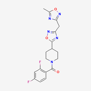 (2,4-Difluorophenyl)-[4-[3-[(5-methyl-1,2,4-oxadiazol-3-yl)methyl]-1,2,4-oxadiazol-5-yl]piperidin-1-yl]methanone