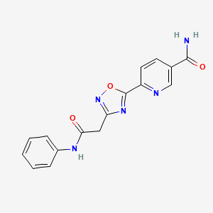 6-[3-(2-Anilino-2-oxoethyl)-1,2,4-oxadiazol-5-yl]pyridine-3-carboxamide