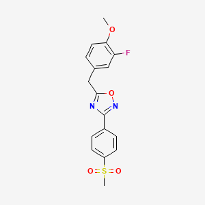 5-[(3-Fluoro-4-methoxyphenyl)methyl]-3-(4-methylsulfonylphenyl)-1,2,4-oxadiazole