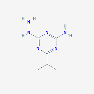 molecular formula C6H12N6 B071748 4-Hydrazinyl-6-(propan-2-yl)-1,3,5-triazin-2-amine CAS No. 175204-77-0