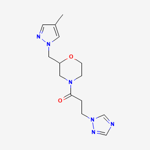 1-[2-[(4-Methylpyrazol-1-yl)methyl]morpholin-4-yl]-3-(1,2,4-triazol-1-yl)propan-1-one