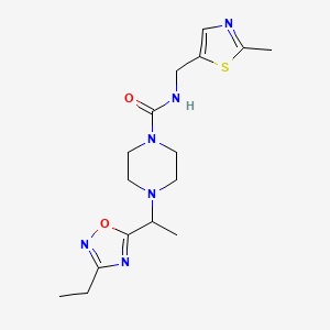 4-[1-(3-ethyl-1,2,4-oxadiazol-5-yl)ethyl]-N-[(2-methyl-1,3-thiazol-5-yl)methyl]piperazine-1-carboxamide