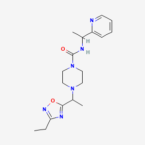 4-[1-(3-ethyl-1,2,4-oxadiazol-5-yl)ethyl]-N-(1-pyridin-2-ylethyl)piperazine-1-carboxamide