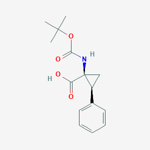 molecular formula C15H19NO4 B071760 (1S,2S)-1-((tert-Butoxycarbonyl)amino)-2-phenylcyclopropanecarboxylic acid CAS No. 180322-79-6