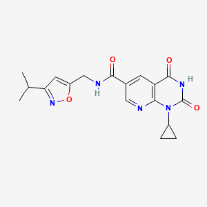 1-cyclopropyl-2,4-dioxo-N-[(3-propan-2-yl-1,2-oxazol-5-yl)methyl]pyrido[2,3-d]pyrimidine-6-carboxamide