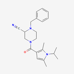 1-Benzyl-4-(2,5-dimethyl-1-propan-2-ylpyrrole-3-carbonyl)piperazine-2-carbonitrile