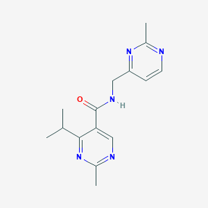 2-methyl-N-[(2-methylpyrimidin-4-yl)methyl]-4-propan-2-ylpyrimidine-5-carboxamide