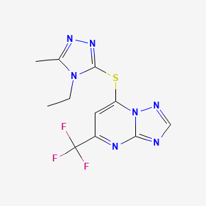 7-[(4-Ethyl-5-methyl-1,2,4-triazol-3-yl)sulfanyl]-5-(trifluoromethyl)-[1,2,4]triazolo[1,5-a]pyrimidine