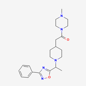 1-(4-Methylpiperazin-1-yl)-2-[1-[1-(3-phenyl-1,2,4-oxadiazol-5-yl)ethyl]piperidin-4-yl]ethanone