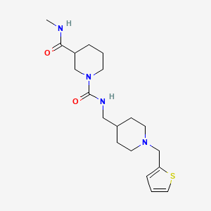 3-N-methyl-1-N-[[1-(thiophen-2-ylmethyl)piperidin-4-yl]methyl]piperidine-1,3-dicarboxamide