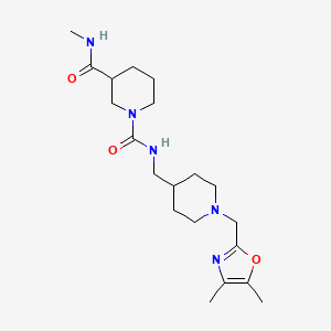 1-N-[[1-[(4,5-dimethyl-1,3-oxazol-2-yl)methyl]piperidin-4-yl]methyl]-3-N-methylpiperidine-1,3-dicarboxamide